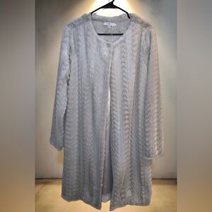 Gorgeous Fever Gray Faux Fur Coat Chevron Pattern Size Medium